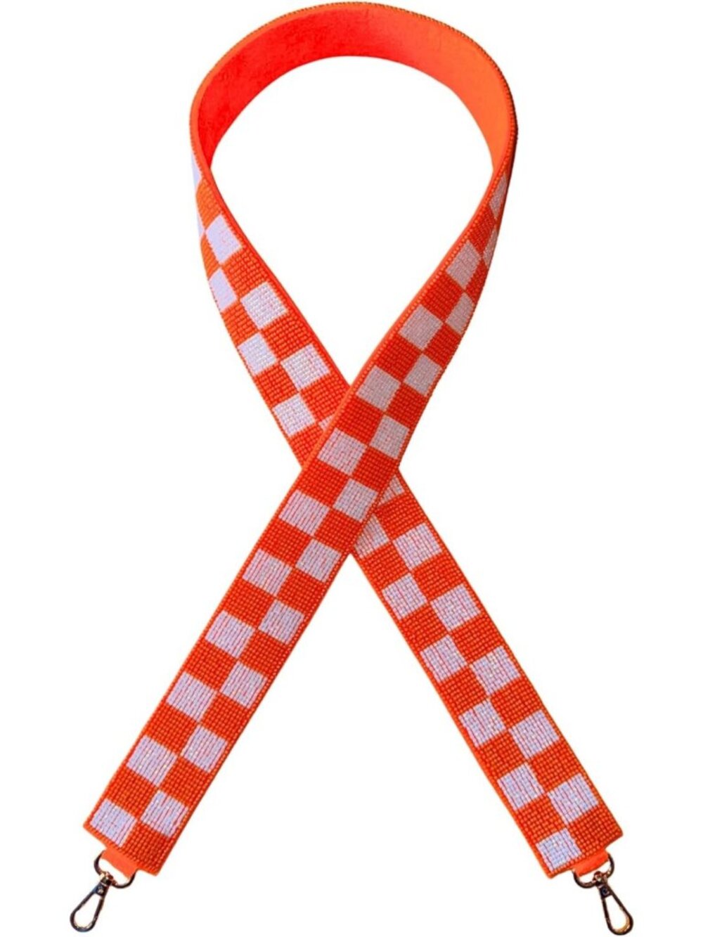 Beaded College Game Day Purse Strap - Tennessee Orange & White Checkered 45" x 2